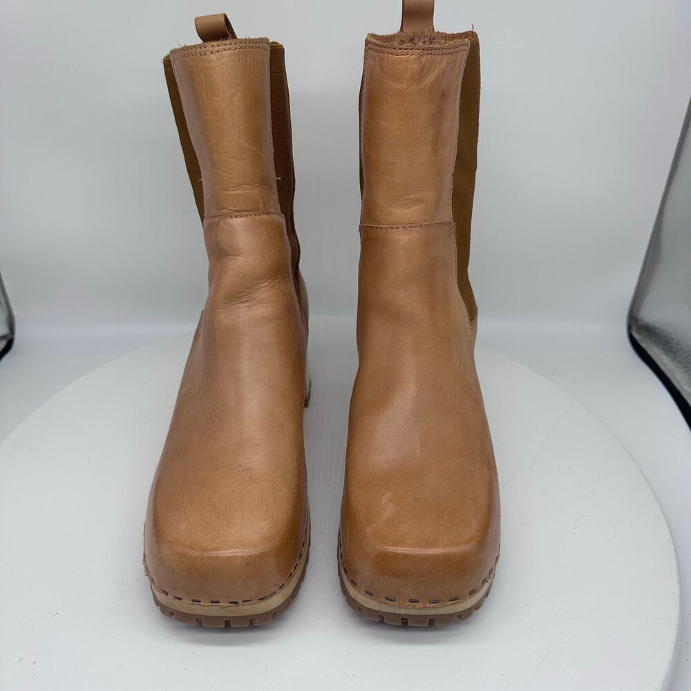 Mia Clogs Justina Pull On Platform Leather Ankle Tan Boots Womens Size 9 - Picture 11 of 15